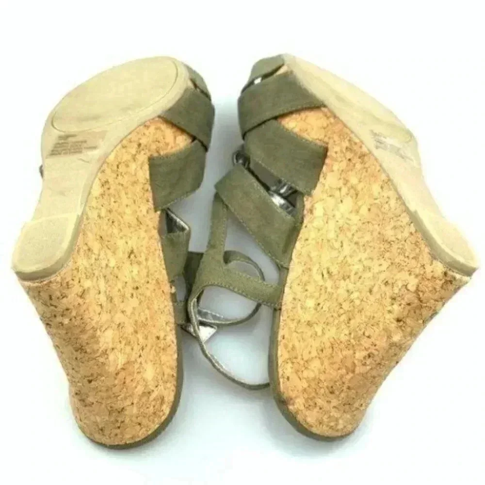 Steve Madden platform wedges 11 p-carrj army green